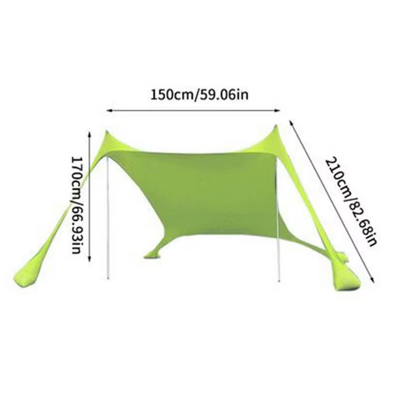 Ultralight Family Beach Awning - 2.1M x 1.5M Waterproof UV Resistant Sun Shade Canopy for Outdoor Fun