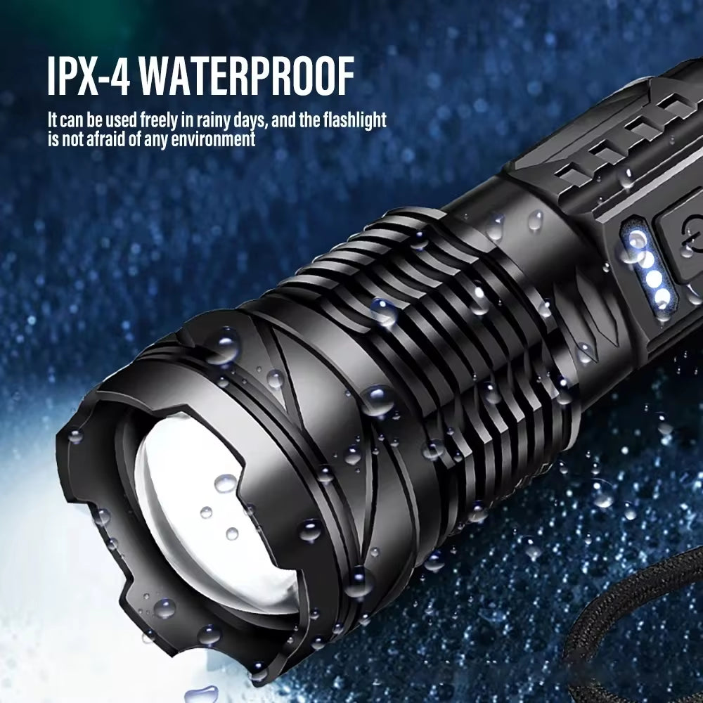 Ultra-Bright XHP50 Waterproof LED Flashlight - 7 Modes, USB Rechargeable, Perfect for Camping & Fishing!