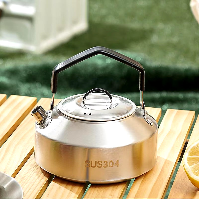 Durable Outdoor Camping Water Kettle - 1L/1.5L Coffee and Tea Cookware Set for Picnics and Travel