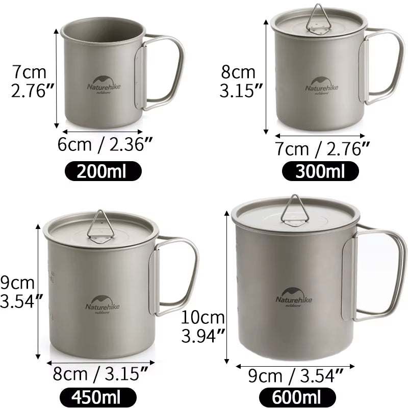 Titanium Camping Mug - Outdoor Tableware and Cookware Set for Travel and Picnics