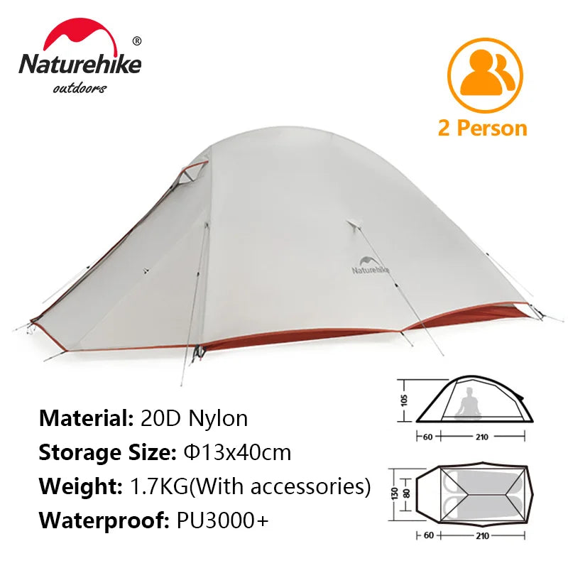 Upgraded Cloud Up 2 Pro Tent - Ultralight 20D Waterproof Camping Shelter with Anti-Mosquito and Breathable Design