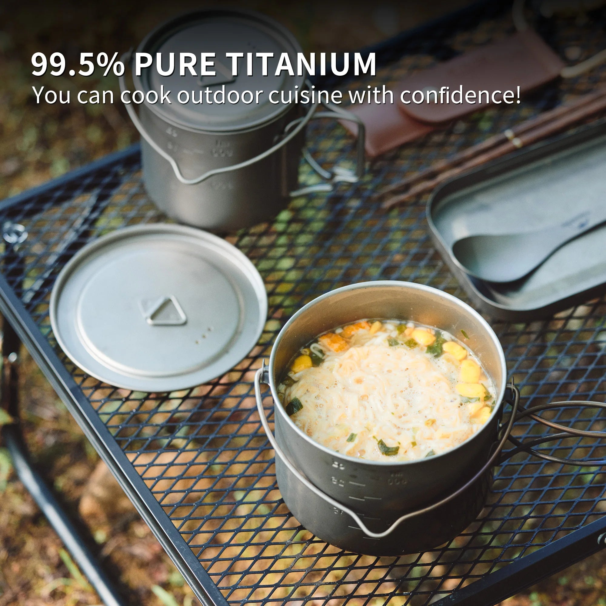 Titanium Folding Pot - 650ml & 900ml Outdoor Camping & Hiking Essential, Perfect for Picnics & BBQs