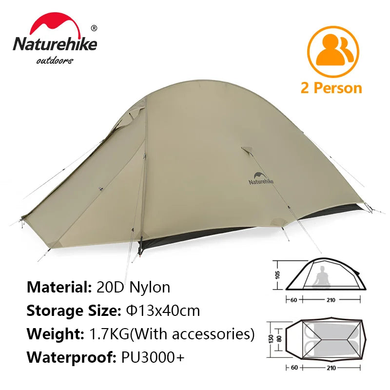 Upgraded Cloud Up 2 Pro Tent - Ultralight 20D Waterproof Camping Shelter with Anti-Mosquito and Breathable Design