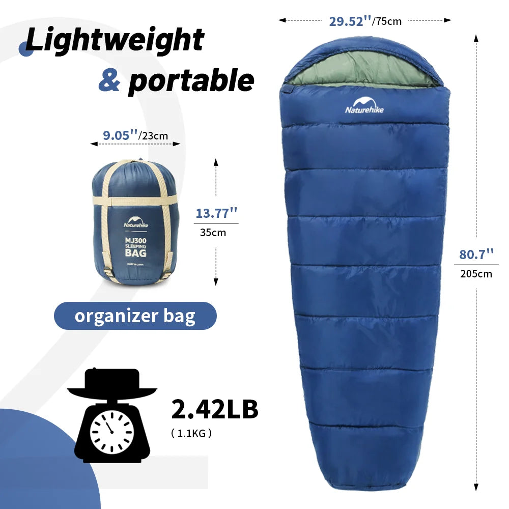 Ultralight Waterproof MJ300 Mummy Sleeping Bag - 4 Season Cotton for Ultimate Outdoor Comfort