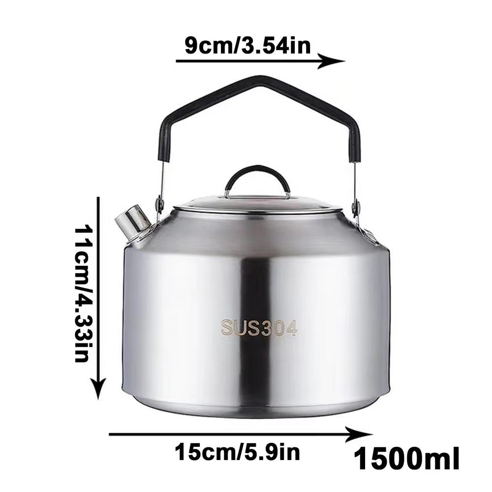 Durable Outdoor Camping Water Kettle - 1L/1.5L Coffee and Tea Cookware Set for Picnics and Travel