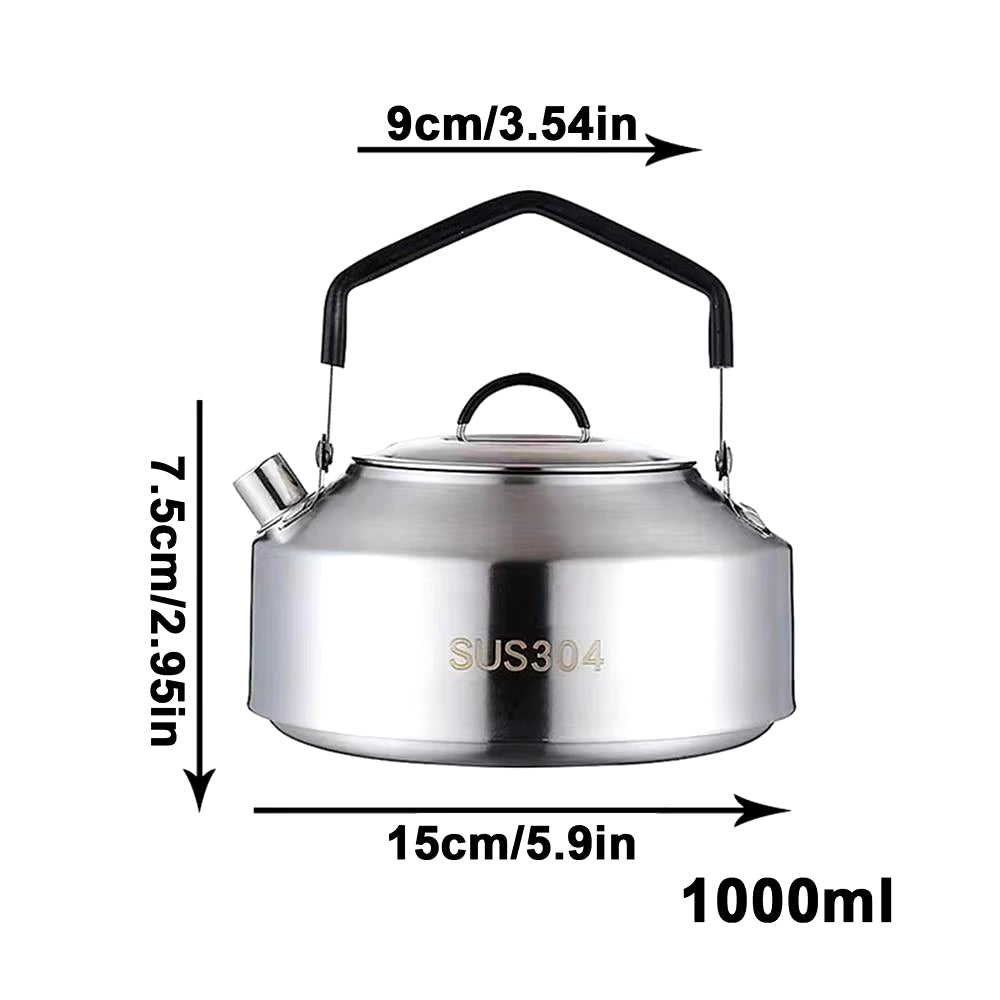 Durable Outdoor Camping Water Kettle - 1L/1.5L Coffee and Tea Cookware Set for Picnics and Travel